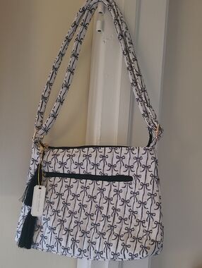 Simply Southern White and Black Bow-Print  Quilted Crossbody Bag